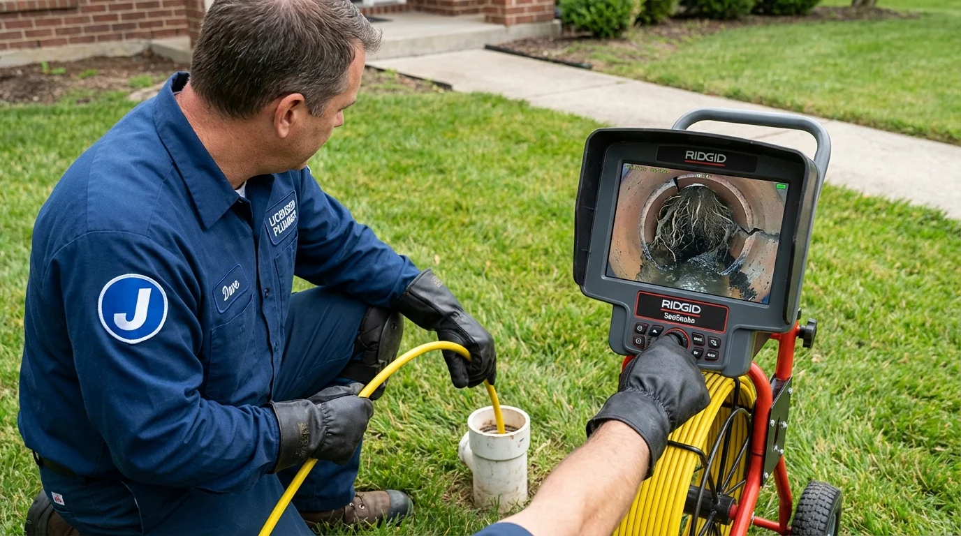 Sewer camera inspection being performed by Johns Plumbing LLC in Gilmanton